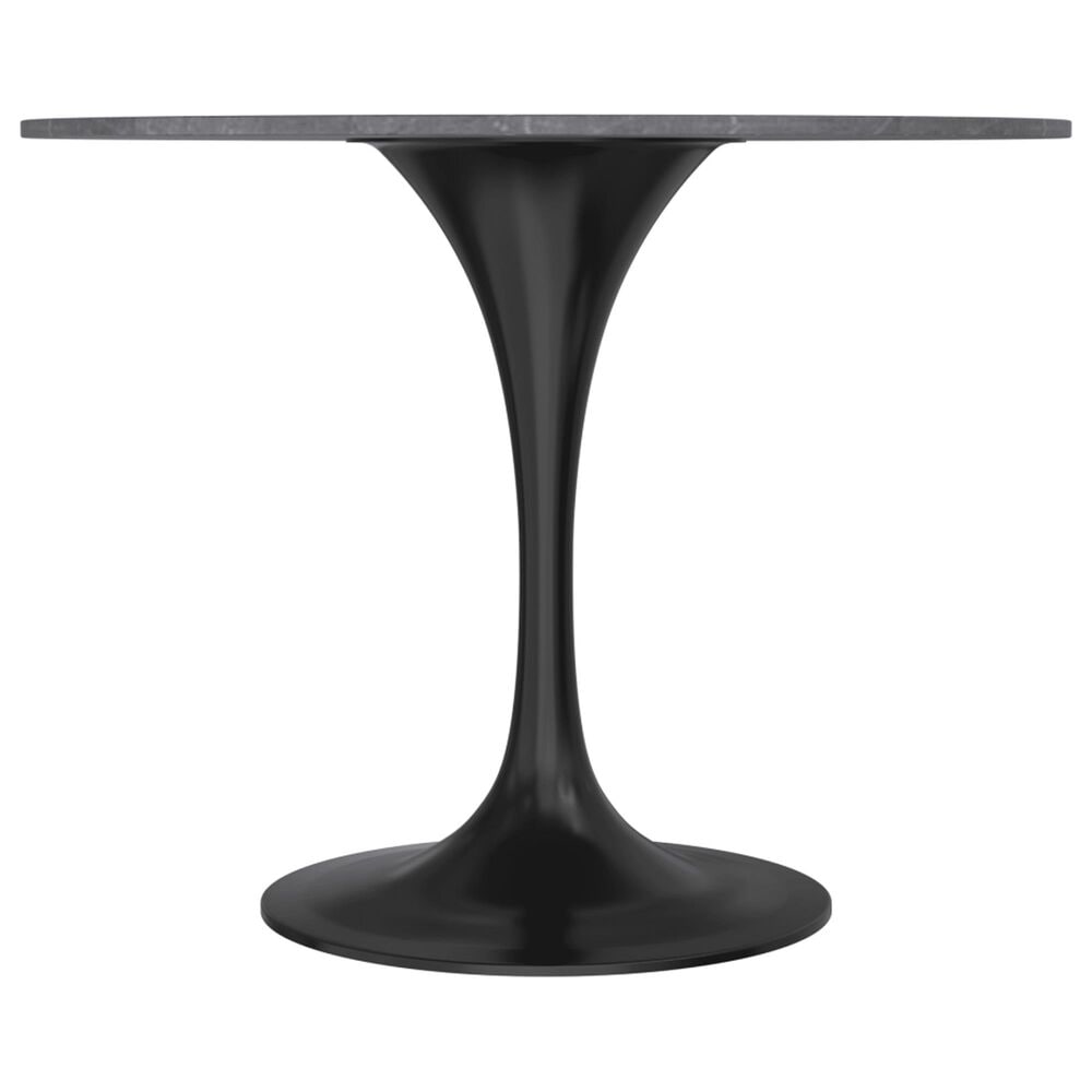 Leisuremod LeisureMod Verve Collection 36 Round Dining Table, Black Base with Sintered Stone Grey Top, , large