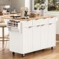 HOMLUX 56" Kitchen Island with Drop Leaf in White, , large