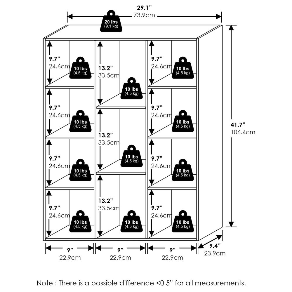 HOMLUX 11-Cube Reversible Open Shelf Bookshelf in Blackwood, , large