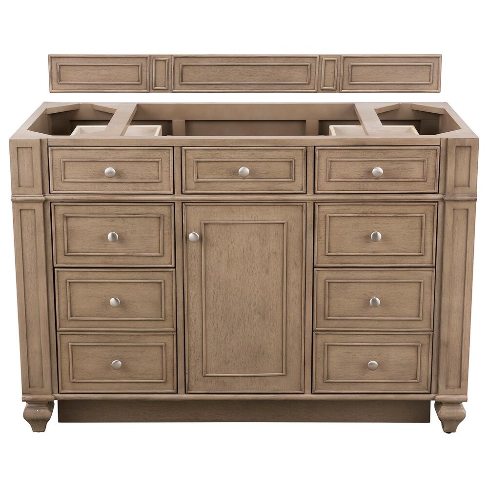 James Martin Vanities Bristol 48" Single Bathroom Vanity in Whitewashed Walnut with 3 cm Parisien Bleu Quartz Top and Rectangular Sink, , large