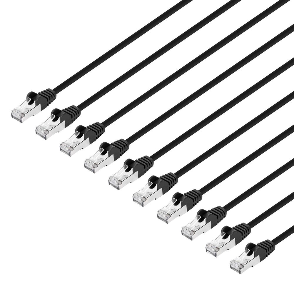 Manhattan Cat8.1 3' Stranded U/FTP Slim Network Patch Cable in Black (Set of 10), , large