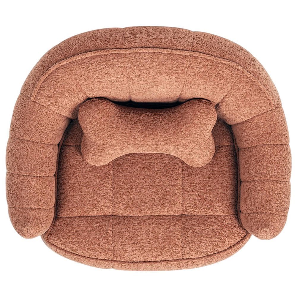 Jennifer Taylor Home Louie 30.5" Modern Dog Sofa Bed with Bone Pillow in Spice Orange, , large