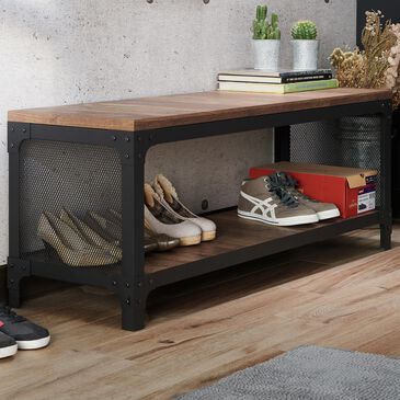 Furniture of America Kirby Entryway Bench in Reclaimed Oak, , large