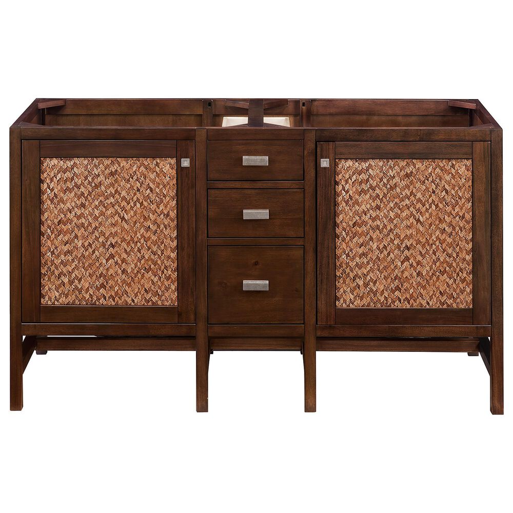 James Martin Vanities Addison 60&quot; Double Bathroom Vanity in Mid-Century Acacia with 3 cm Lime Delight Quartz Top and Rectangular Sinks, , large