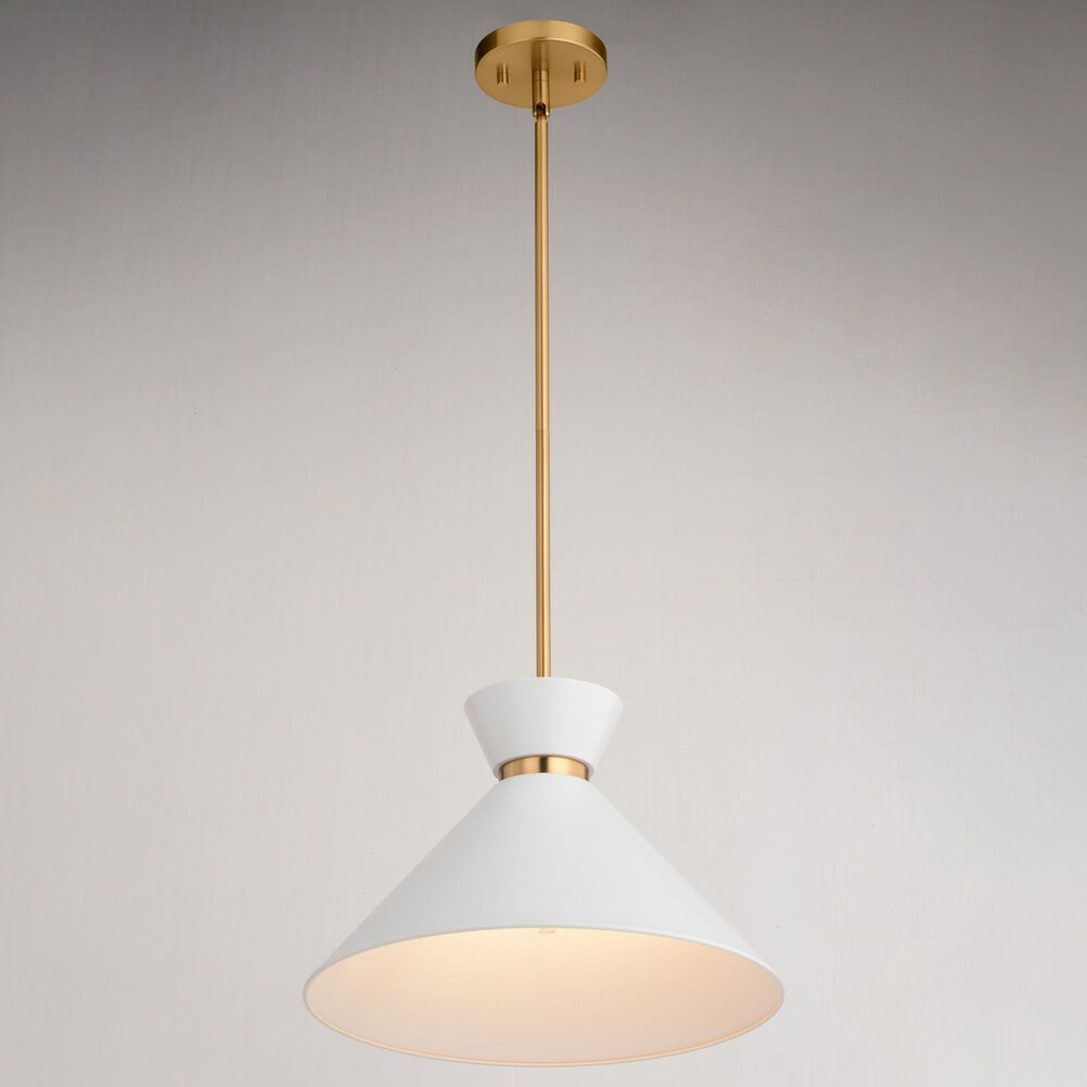 Vaxcel International Co. Ltd. Racine 1-Light Pendant in Matte White and Natural Brass, , large