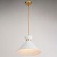 Vaxcel International Co. Ltd. Racine 1-Light Pendant in Matte White and Natural Brass, , large