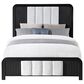 Modern Market Beckett Queen Platform Bed with LED Lights in Black Finish and White Fluted Upholstery, , large