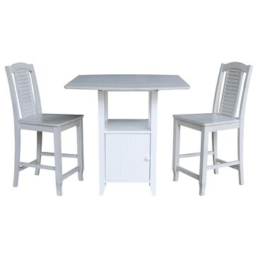 International Concepts Hampton 3-Piece Rectangle Bistro Set in White and Chalk Antiqued, , large