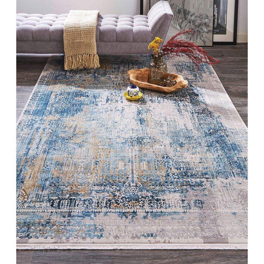 Feizy Cadiz Oriental 9&#39;9&quot; x 13&#39;2&quot; Blue and Gray Area Rug, , large