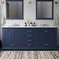 Lexora Home Dukes 80" Double Bathroom Vanity in Navy Blue with 2 cm White Quartz Top and Rectangular Sinks, , large