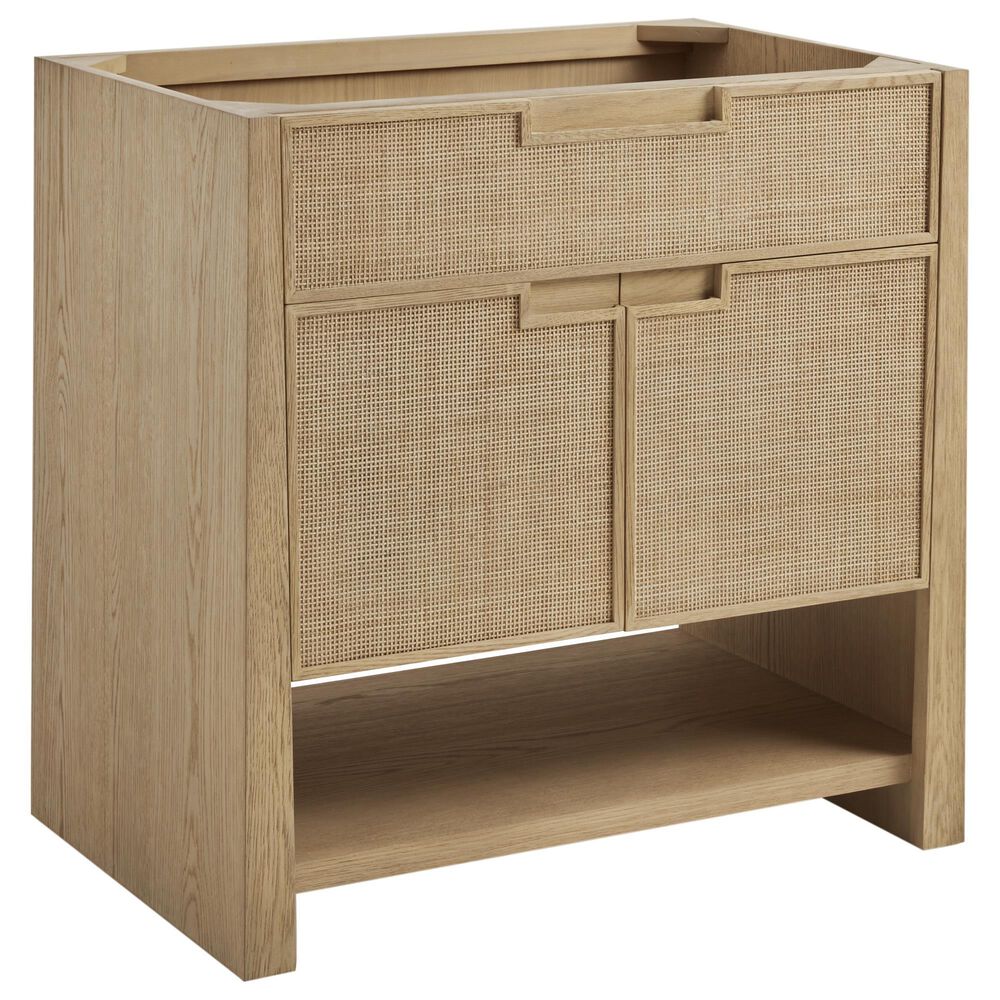 James Martin Vanities Solene 36&quot; Single Bathroom Vanity in Seaside Oak with 3 cm Parisien Bleu Quartz Top and Rectangular Sink, , large