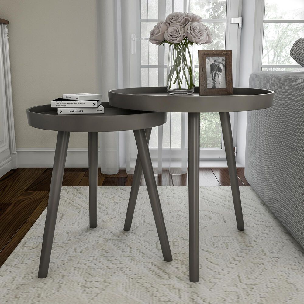 Timberlake Lavish Home 2-Piece End Table in Slate Gray, , large