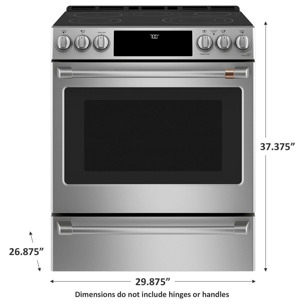 Cafe 30&quot; Slide-In Front Radiant and Convection Range in Stainless Steel, , large