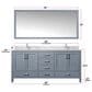 Lexora Home Jacques 60" Double Bathroom Vanity in Dark Grey with 2 cm White Carrara Marble Top and Rectangular Sinks, , large