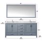 Lexora Home Jacques 60" Double Bathroom Vanity in Dark Grey with 2 cm White Carrara Marble Top and Rectangular Sinks, , large