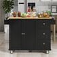HOMLUX 53" Rolling Mobile Kitchen Island with Solid Wood Top and Locking Wheels in Black, , large