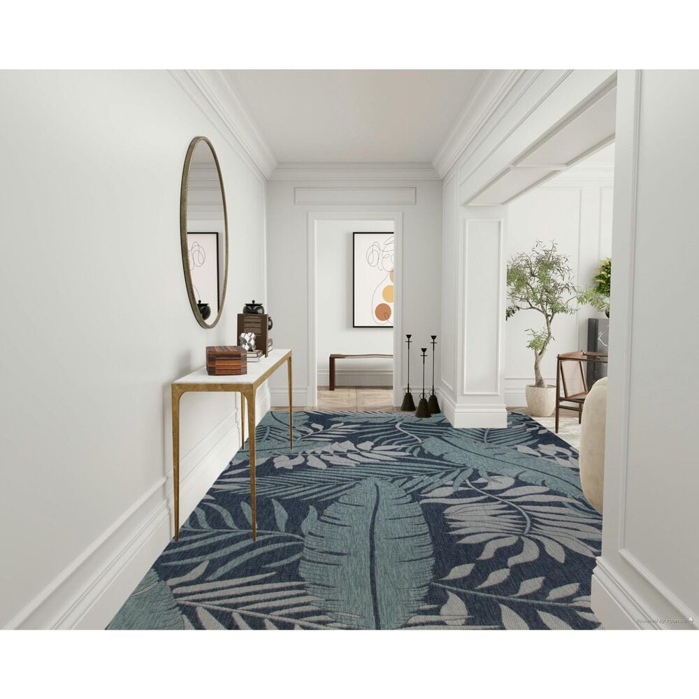 Nourison Garden Oasis GOA02 Navy 10&#39; x 14&#39; Indoor/Outdoor Area Rug, , large