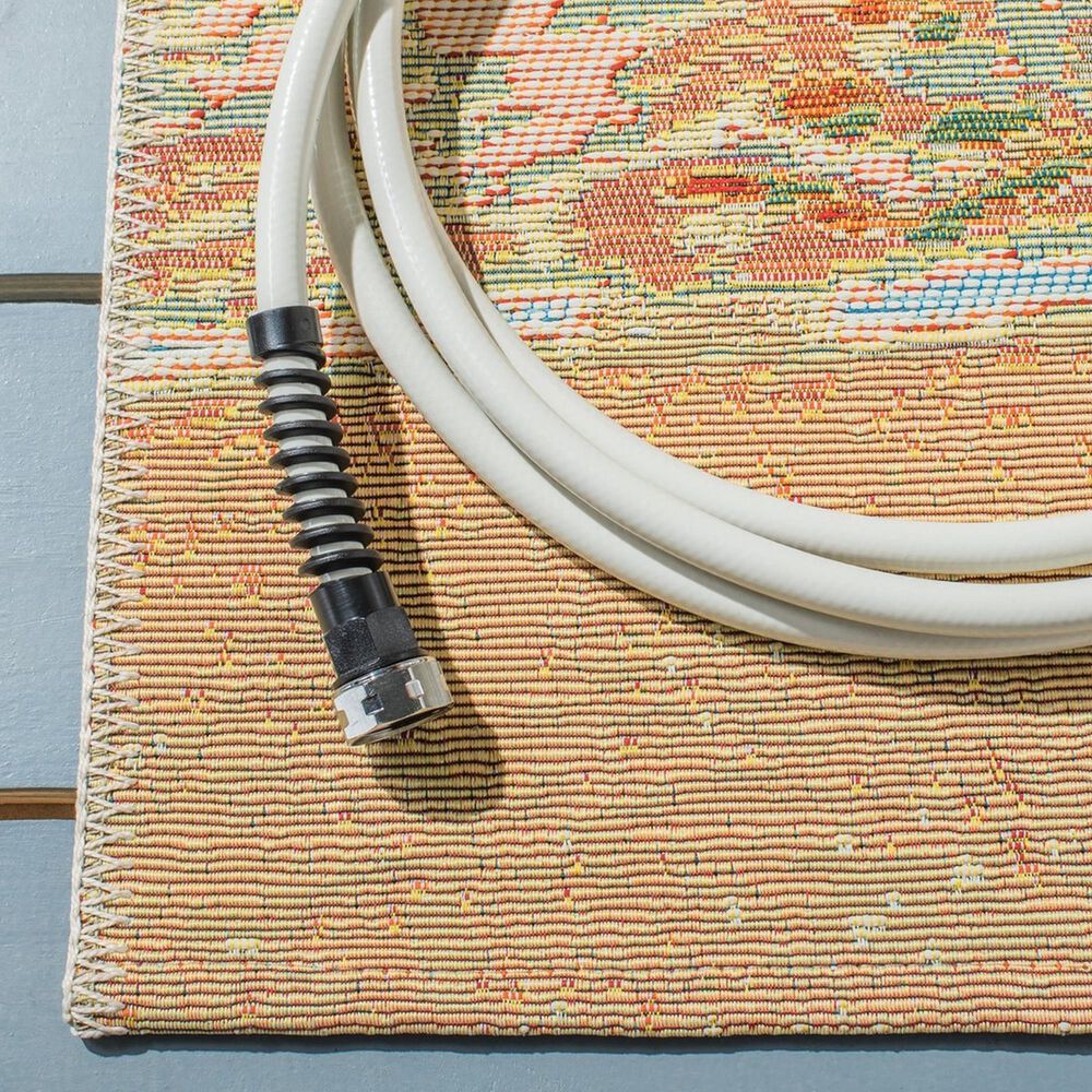 Safavieh Barbados Tropical Beach  3&#39;3&quot; x 5&#39; Gold and Blue Indoor/Outdoor Area Rug, , large