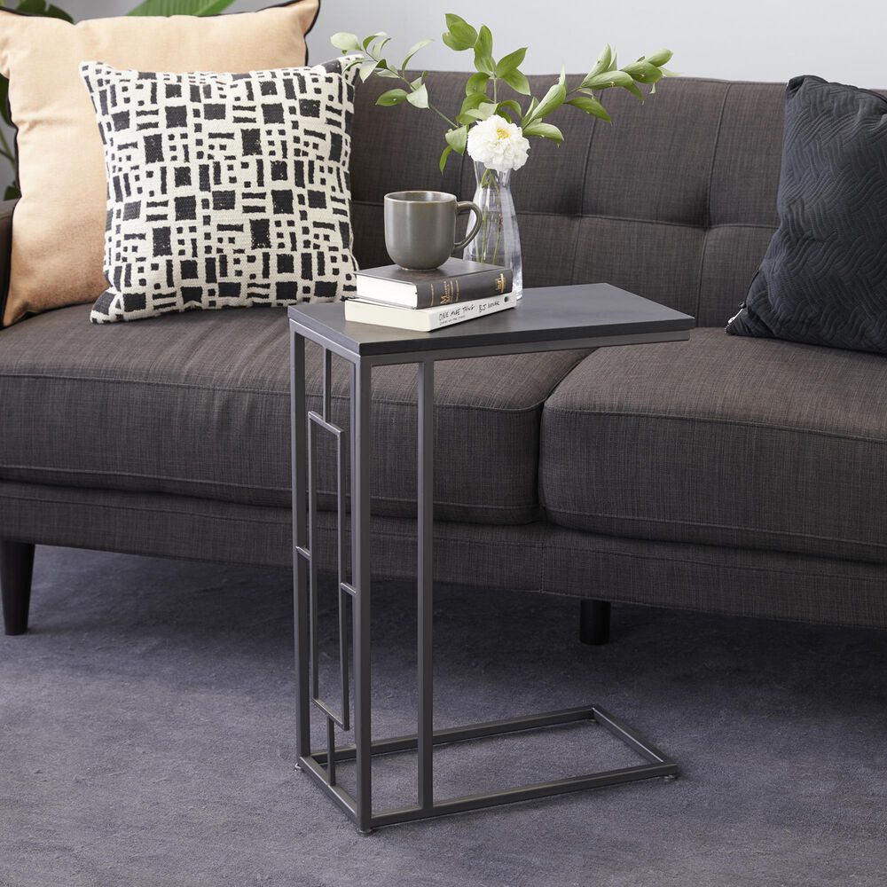 Maple and Jade C-Shaped End Table in Black, , large