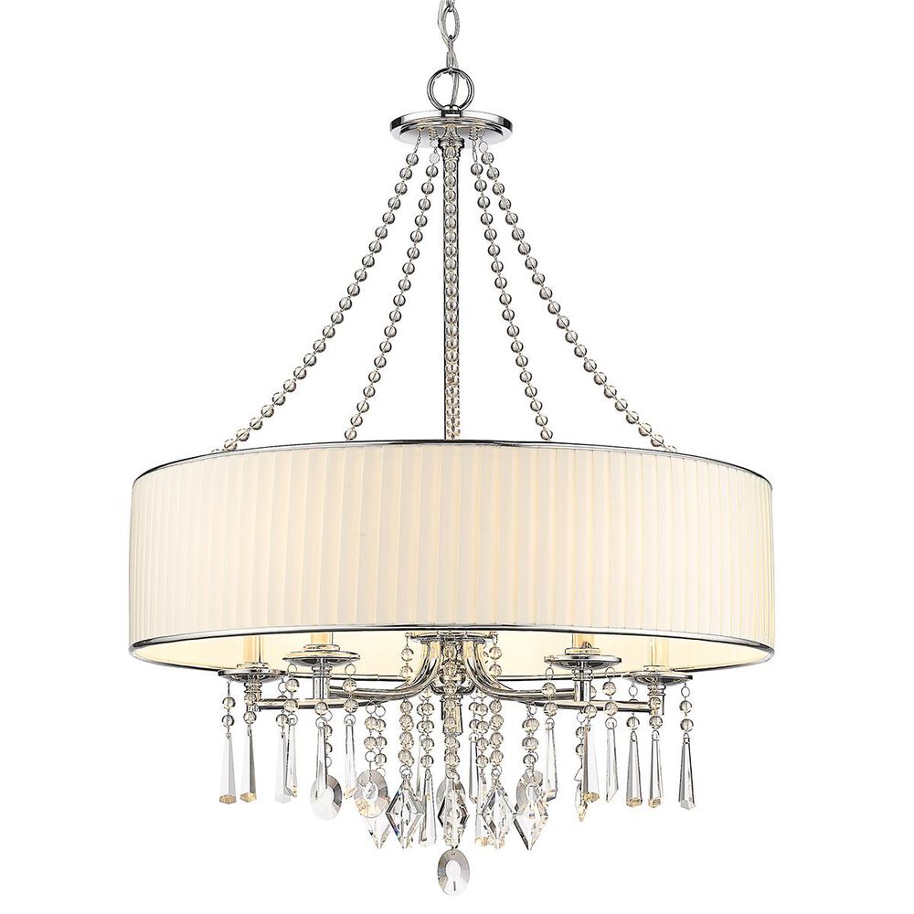 Golden Lighting Echelon 5-Light Chandelier in Chrome with Bridal Veil Shade, , large