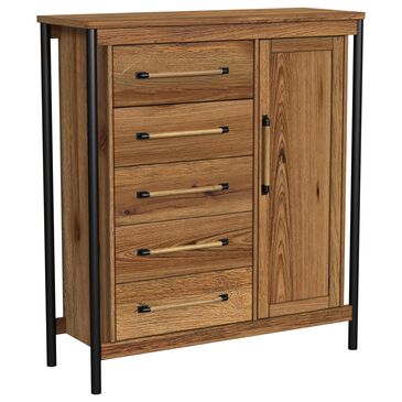 Hawthorne Furniture Norcross 5-Drawer Gentleman"s Chest in Hickory and Black, , large