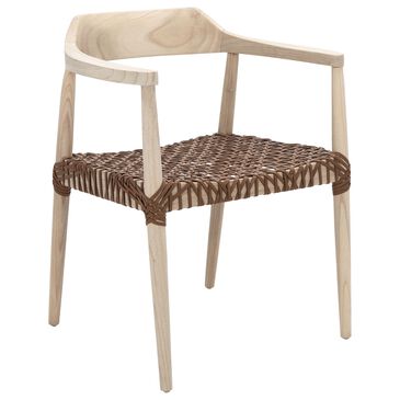 Safavieh Polina Leather and Wood Accent Chair in Light Natural, , large