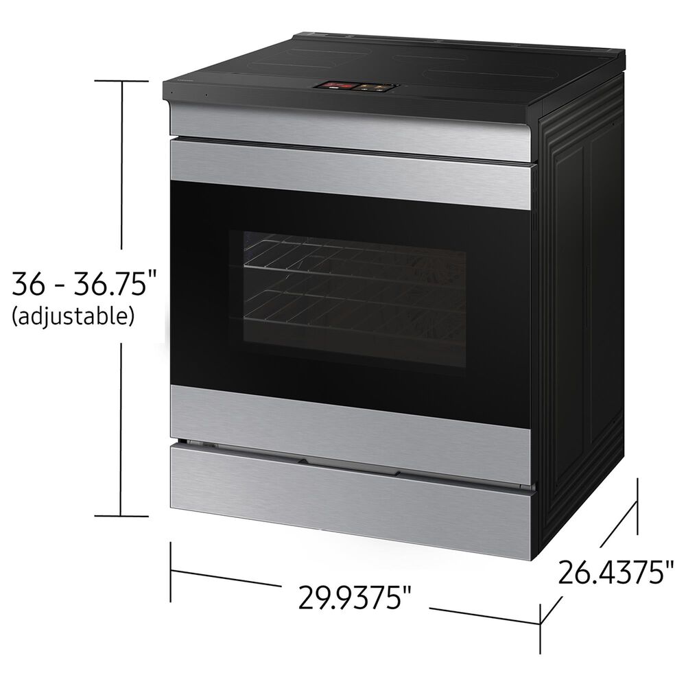 Samsung Bespoke 2-Piece Kitchen Package with 6.3 Cu. Ft. Convection Slide-In Induction Range and 2.1 Cu. Ft. Fingerprint Resistant Over-the-Range Microwave in Stainless Steel, , large
