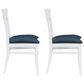 Linon Home Decor Jenny Side Chair with Navy Blue Faux Leather Cushion Seat in White (Set of 2), , large