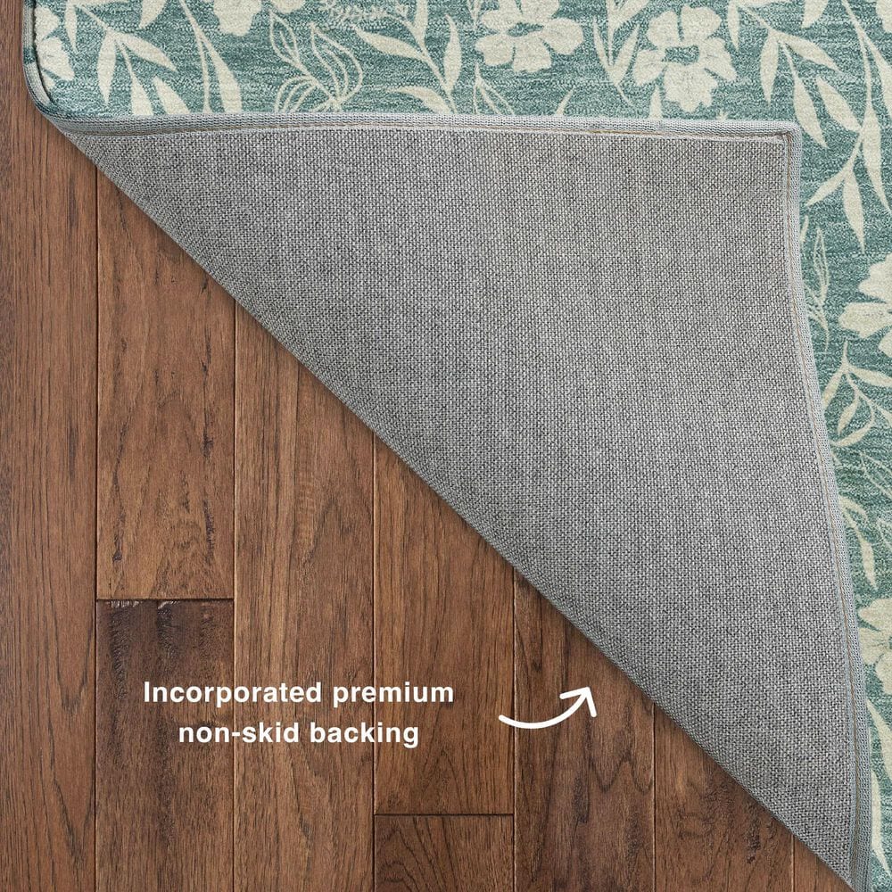 Dalyn Rug Company Soft Essentials Floral Teal 2'3" x 7'6" Indoor/Outdoor Runner, , large