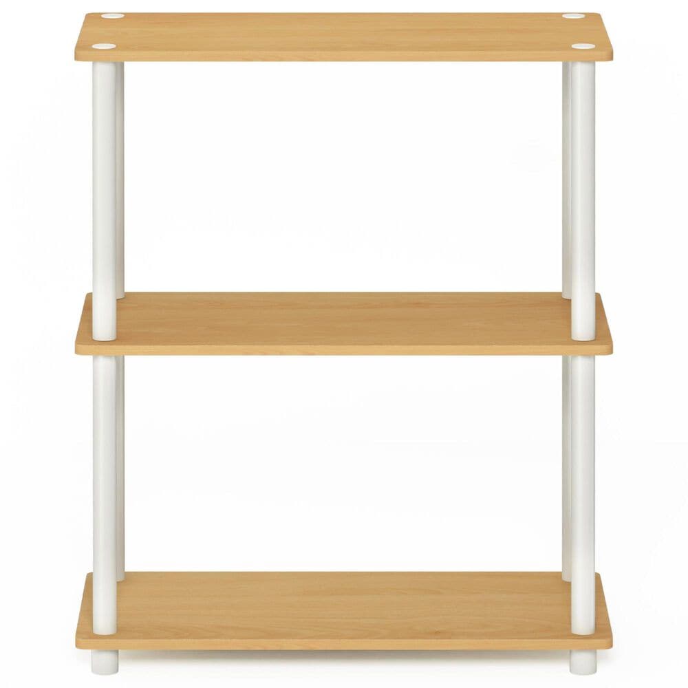 HOMLUX 3-Tier Compact Open Storage Bookshelf in Beech and White, , large