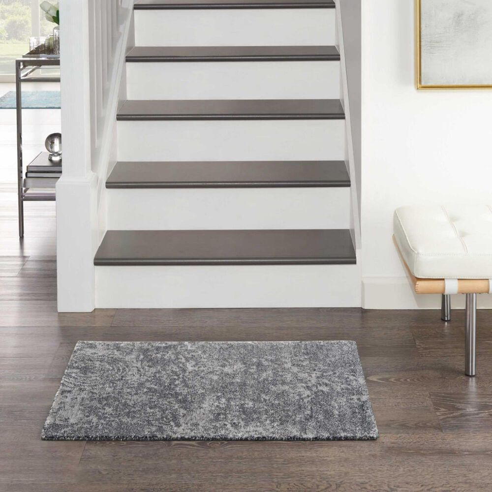 Nourison Silk Shadows 2&#39; x 3&#39; Graphite Area Rug, , large