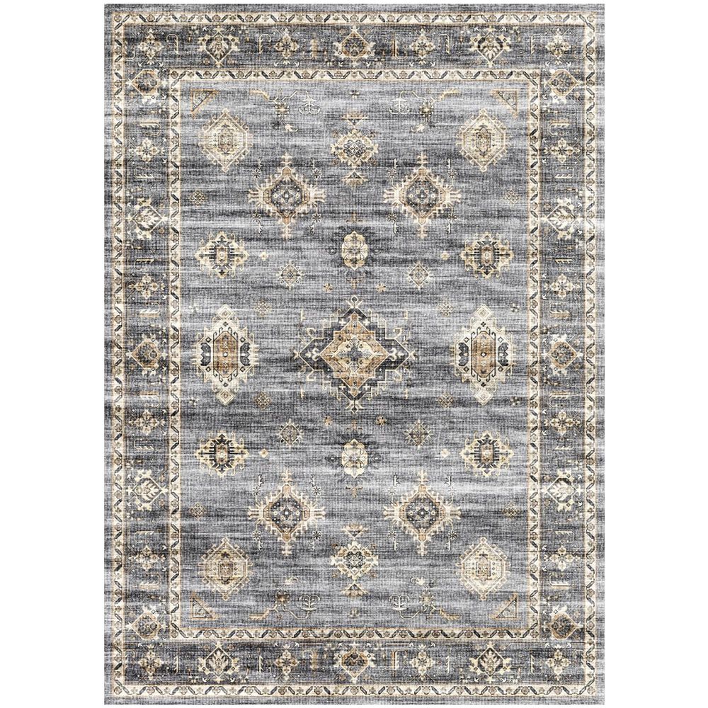 Central Oriental Rugease Raquel Light Gray and Beige 5" x 7" Area Rug, , large