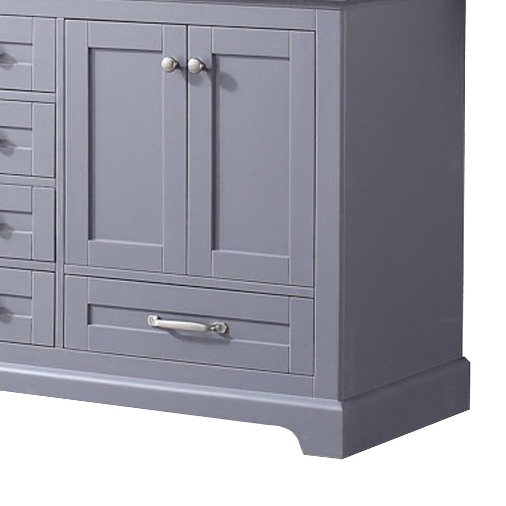 Lexora Home Dukes 60&quot; Double Bathroom Vanity in Dark Grey with White Quartz Top and Rectangular Sinks, , large