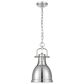 Golden Lighting Duncan 1-Light Small Pendant with Chain and Chrome Shade in Pewter, , large