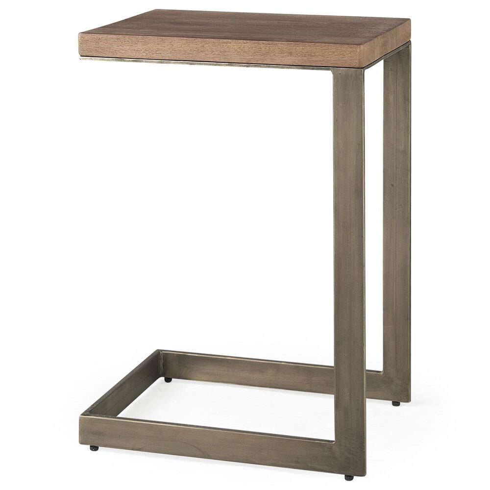 Mercana Faye C Side Table in Medium Brown and Antique Nickel, , large