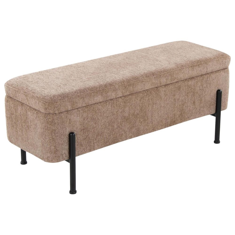 Lumisource Daniella Storage Bench with Brown Cushion in Black, , large