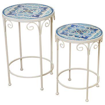The Gerson Company 2-Piece Plant Stand in White and Blue, , large