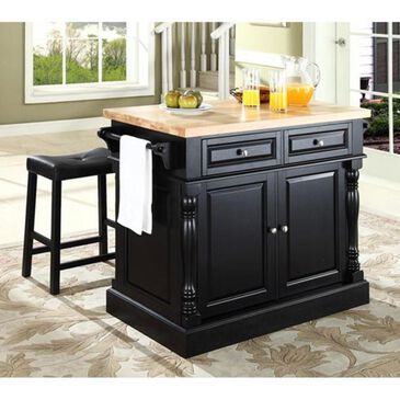 Crosley Furniture Oxford Kitchen Island with Black Saddle Stools, , large