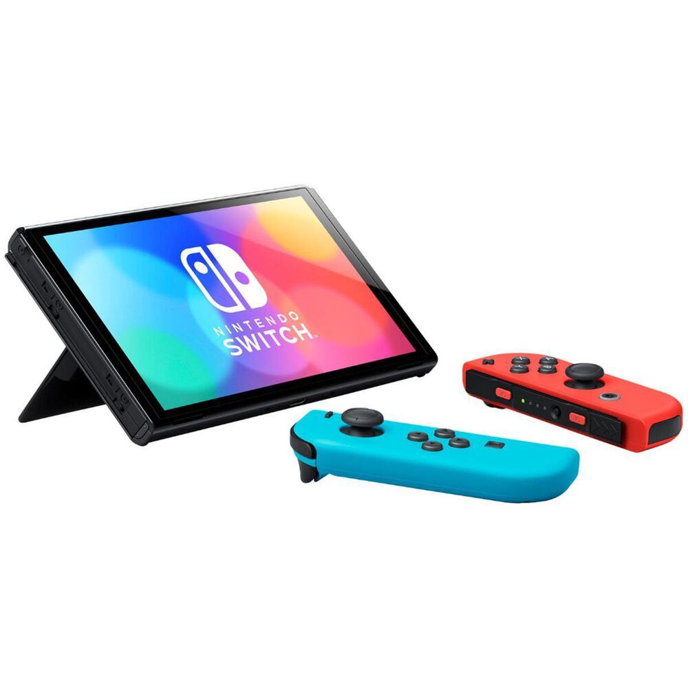 Nintendo Switch &#40;OLED&#41; with Neon Red &amp; Blue Joy-Con, , large