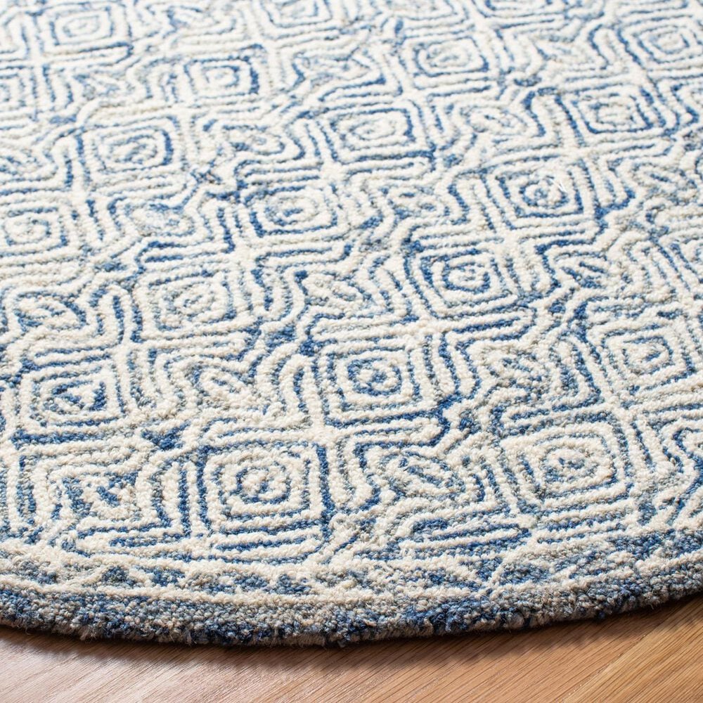 Safavieh Micro-Loop MLP526N 7&#39; Round Navy and Ivory Area Rug, , large