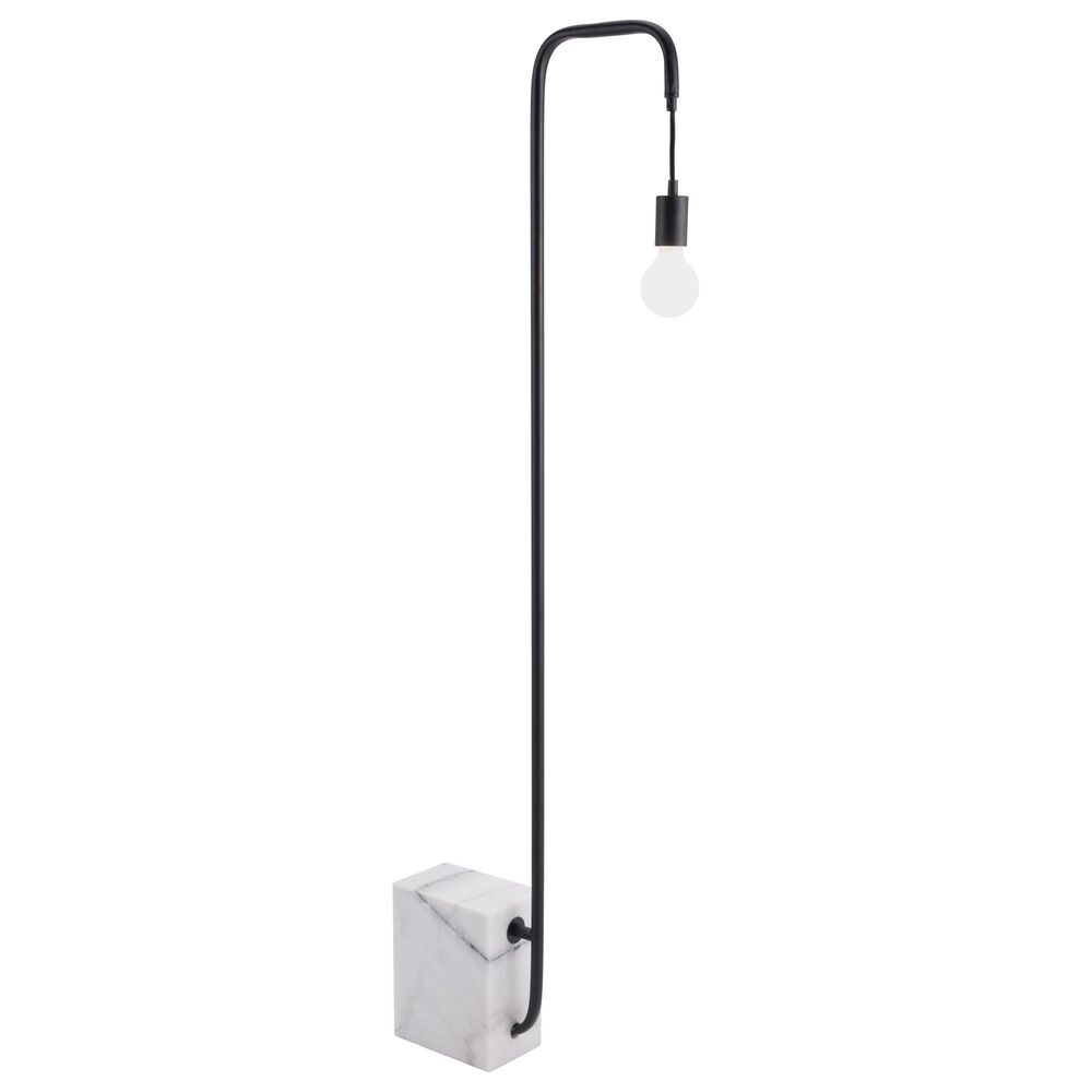 Zuo Modern Lancia Floor Lamp in Black and White Marble, , large
