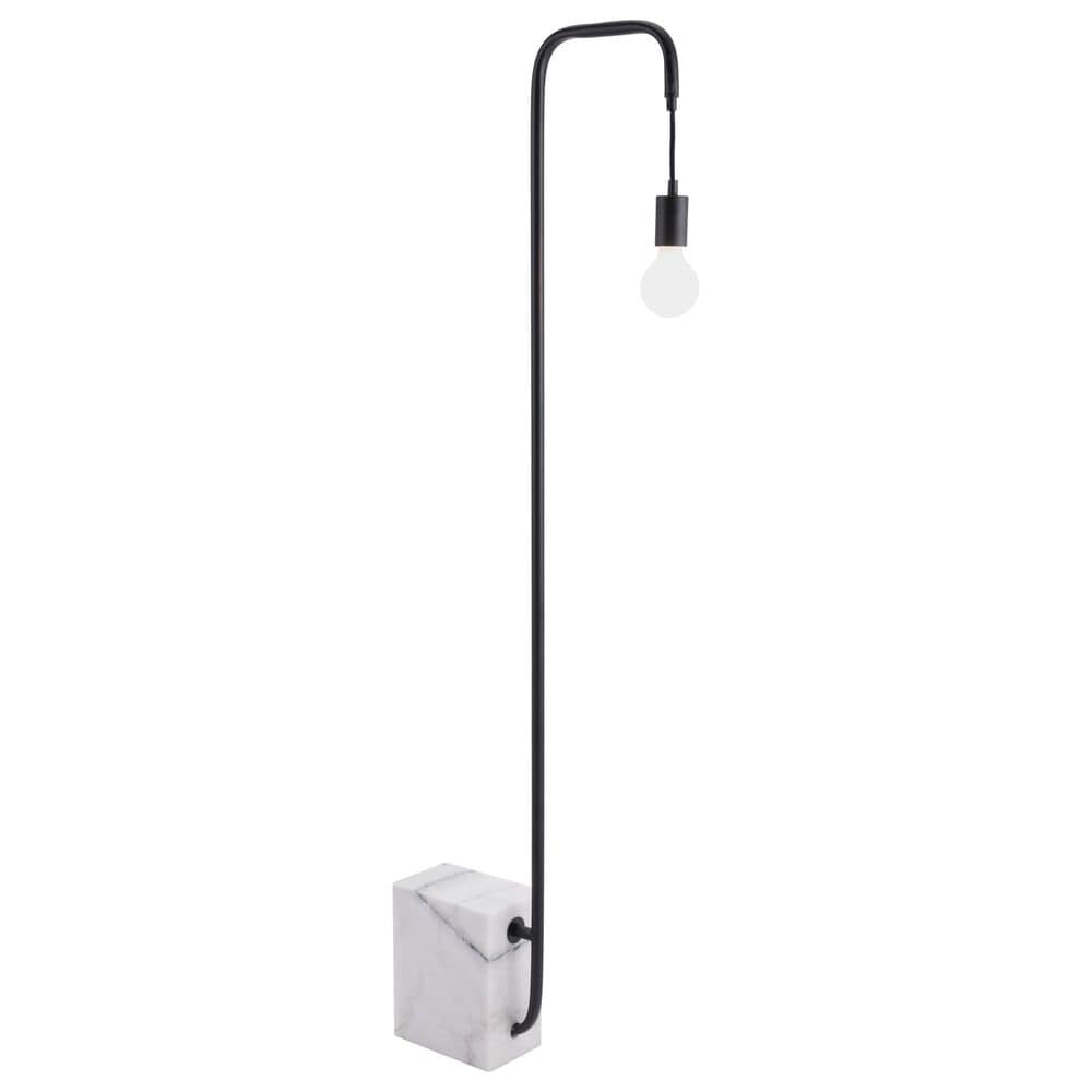 Zuo Modern Lancia Floor Lamp in Black and White Marble, , large