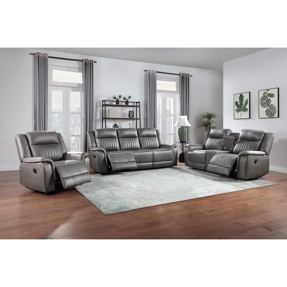 New Heritage Design Enzo Manual Reclining Sofa in Gray, , large
