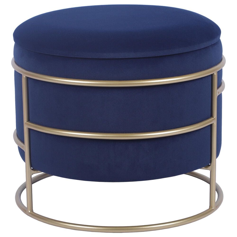 Rta Products Elegant Storage Ottoman with Gold Frame in Blue, , large