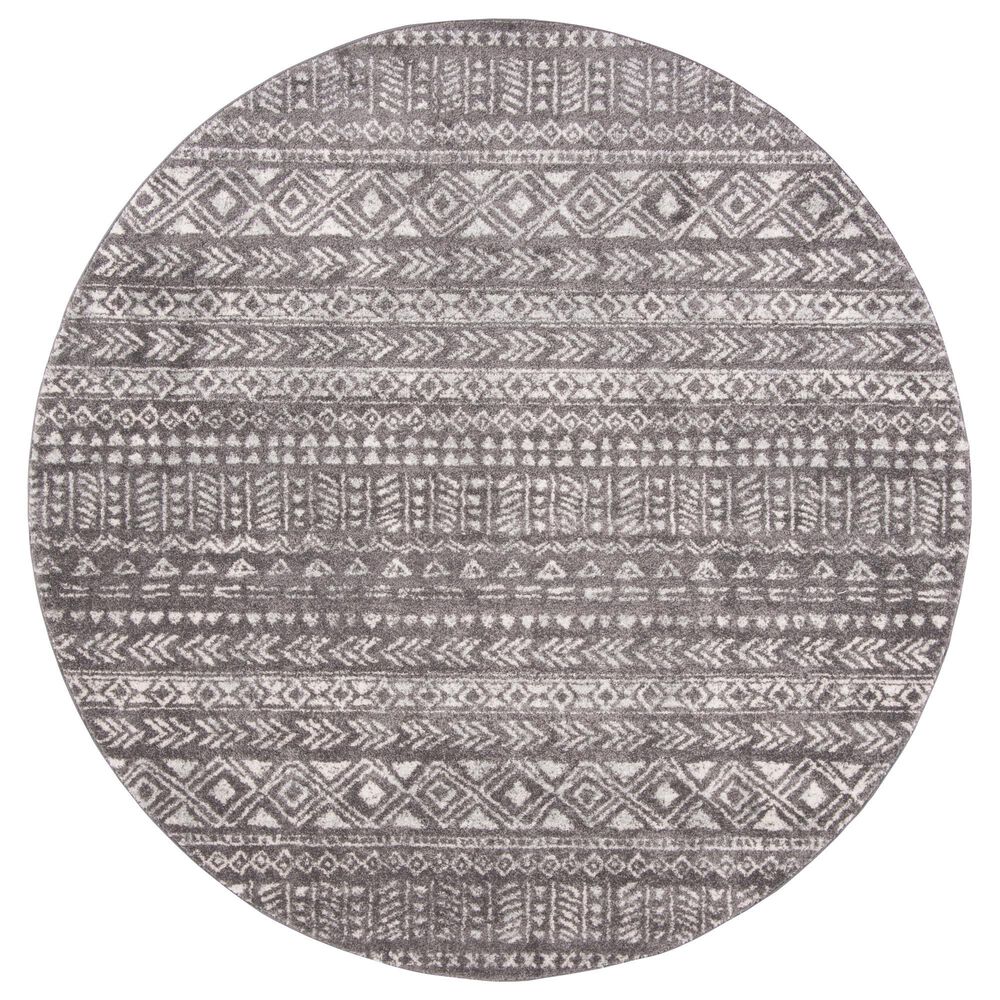 Safavieh Tulum Transitional 6"7" Round Dark Grey and Ivory Area Rug, , large
