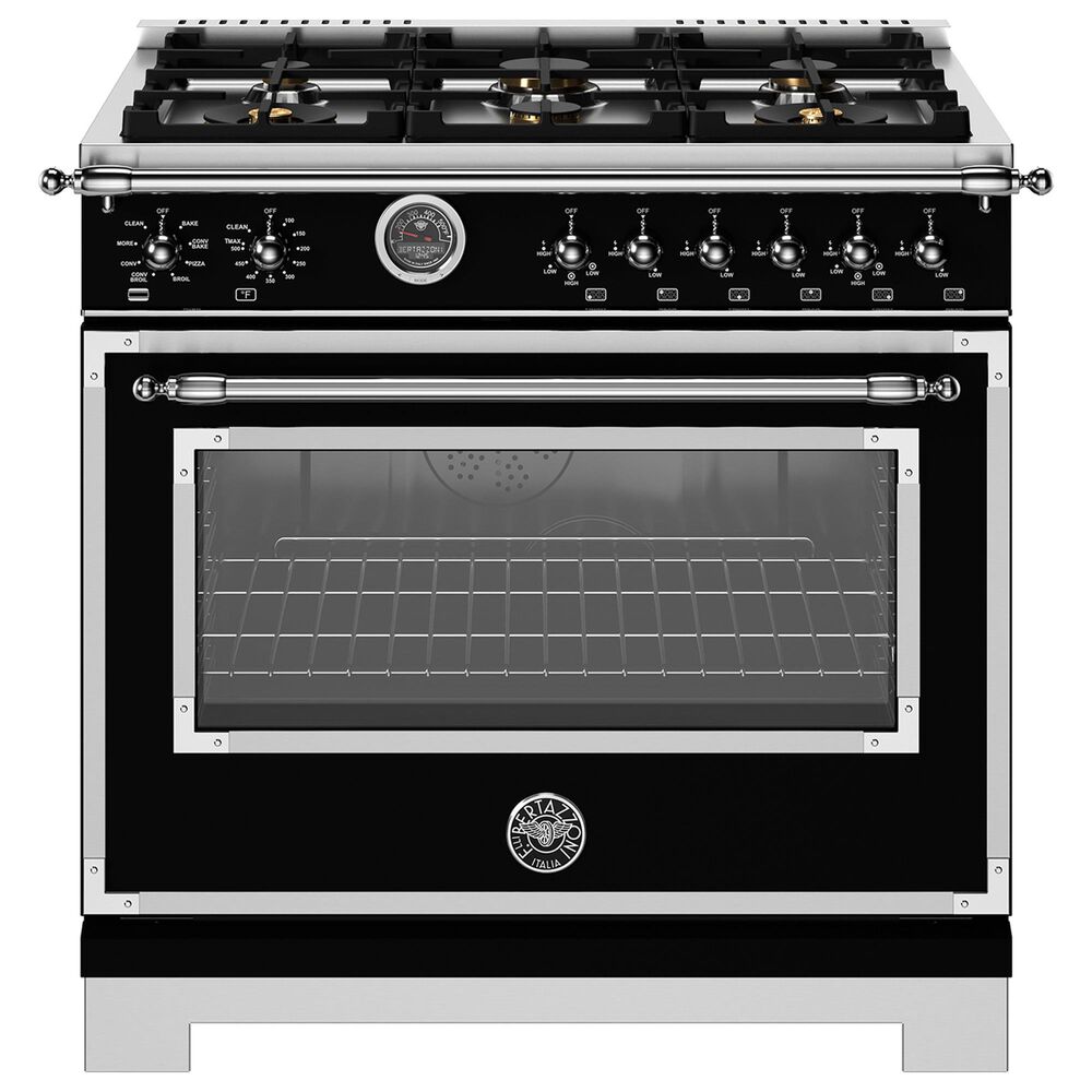 Bertazzoni Heritage 5.7 Cu. Ft. Freestanding Dual Fuel Range in Nero, , large