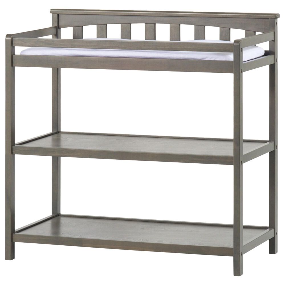 Foundations Worldwide Hampton Flat Top Baby Changing Table in Dapper Gray, , large