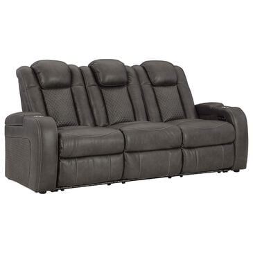 Ashley Fyne-Dyme Power Leather Reclining Sofa in Shadow, , large