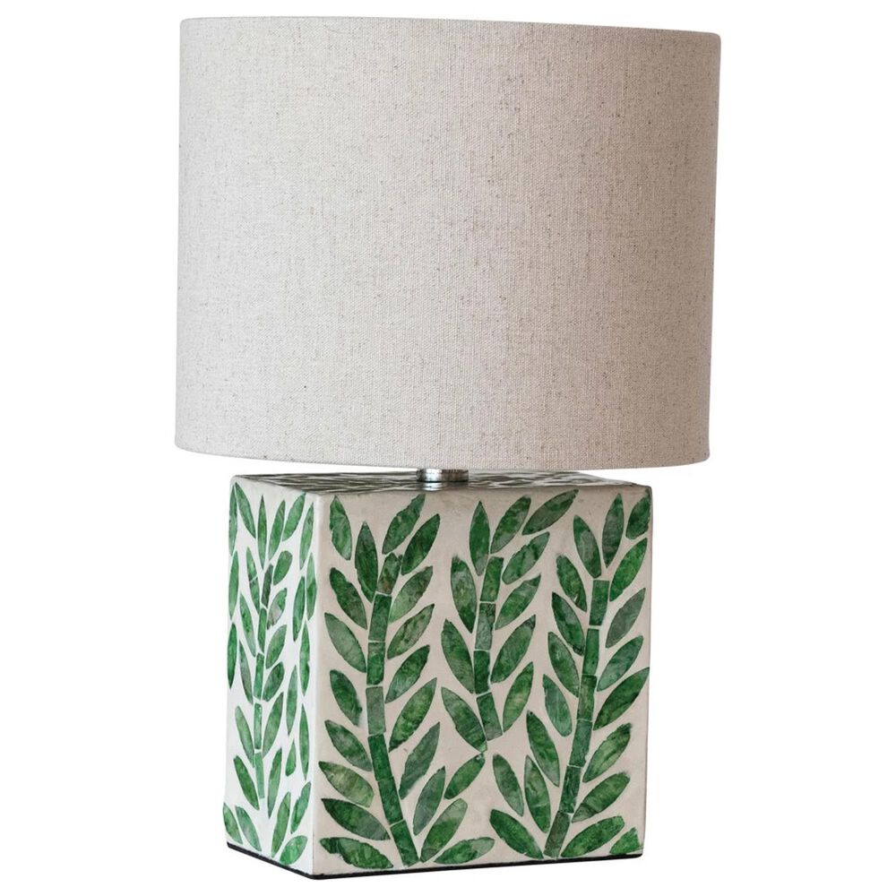 Teak Interiors Magpie Table Lamp in Natural and Green, , large