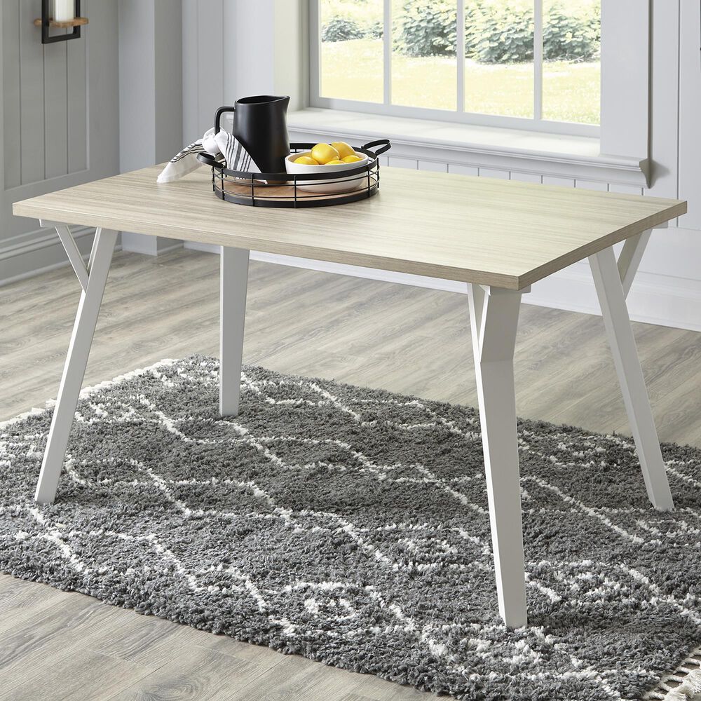 Ashley Grannen Rectangle Dining Table in White, Light Tan and Natural - Table Only, , large